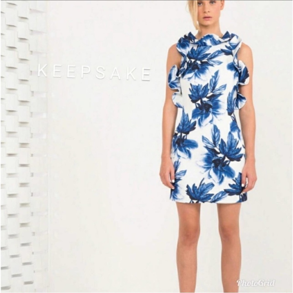KEEPSAKE the Label Deep Down Dress in Wedgwood Blue/White Floral